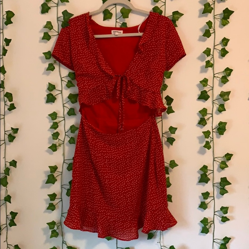 RESERVED Superdown Red and White Cutout dress